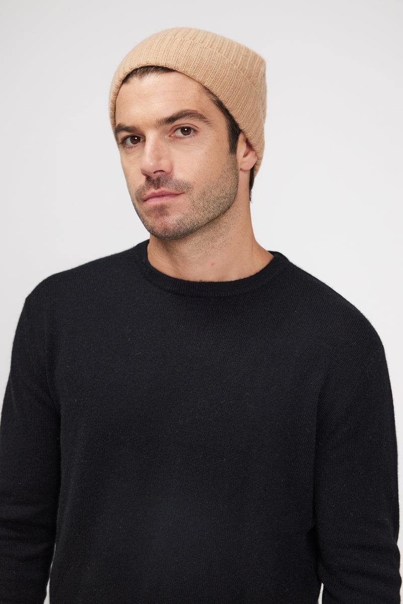 Beanie - Beige - 100% Cashmere Oeko-Tex - Mixed