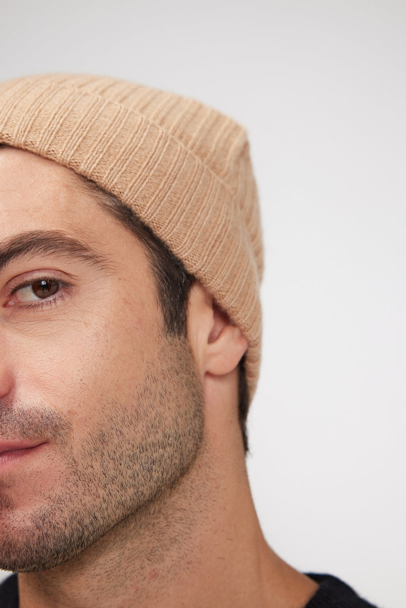 Beanie - Beige - 100% Cashmere Oeko-Tex - Mixed