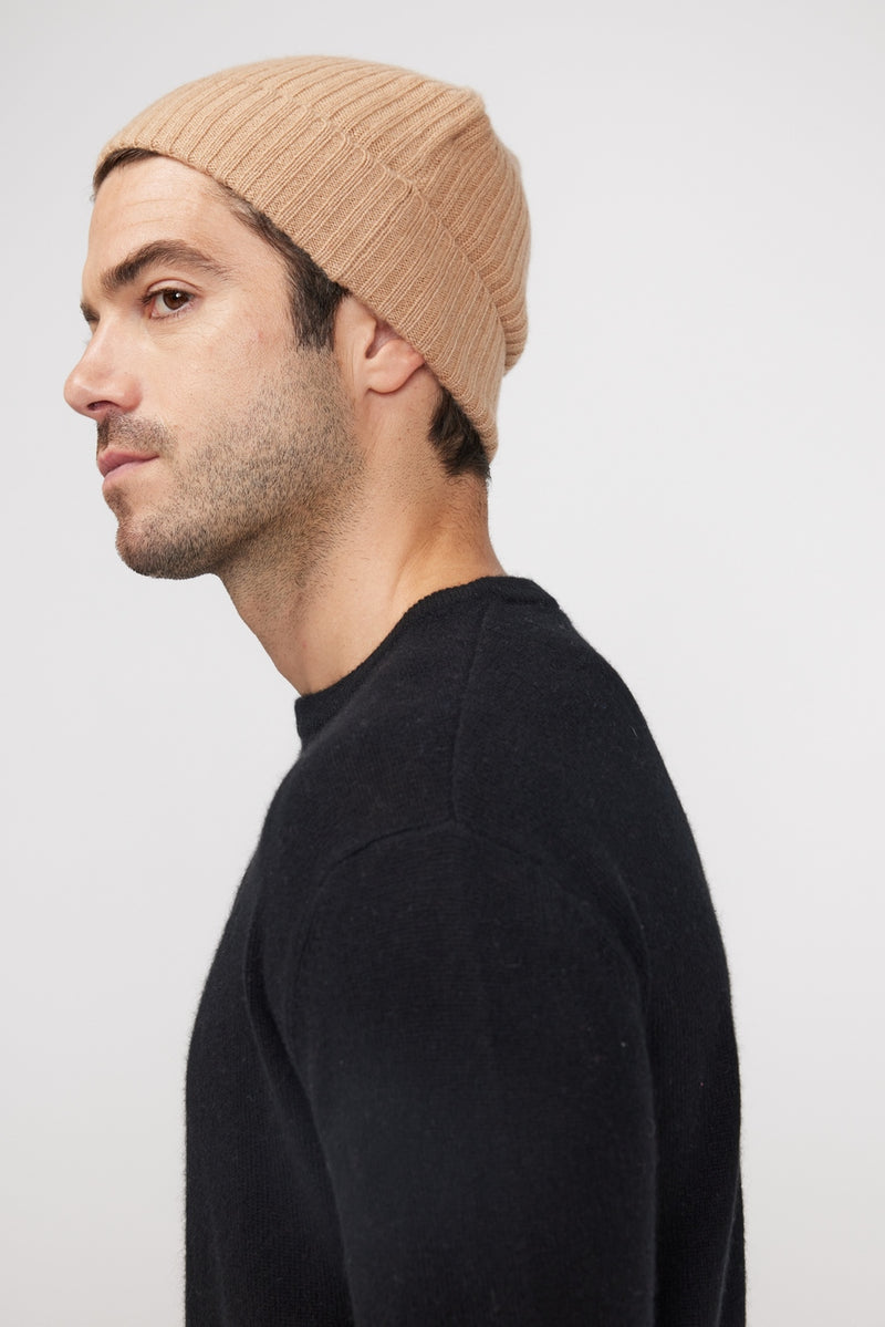 Beanie - Beige - 100% Cashmere Oeko-Tex - Mixed