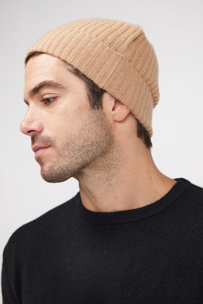 Beanie - Beige - 100% Cashmere Oeko-Tex - Mixed