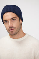 Beanie - Navy blue - 100% Cashmere Oeko-Tex - Mixed