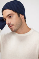 Beanie - Navy blue - 100% Cashmere Oeko-Tex - Mixed