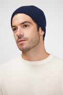 Beanie - Navy blue - 100% Cashmere Oeko-Tex - Mixed