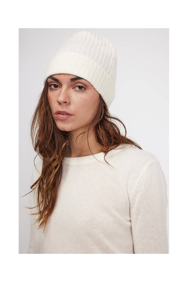 Beanie - Ecru - 100% Cashmere Oeko-Tex - Mixed