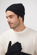 Beanie - Black - 100% Cashmere Oeko-Tex - Mixed