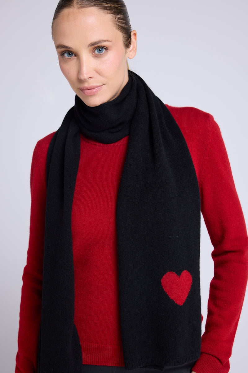 Echarpe Etole Unisexe Cœur - Noir Rouge