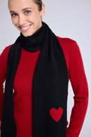 Echarpe Etole Unisexe Cœur - Noir Rouge