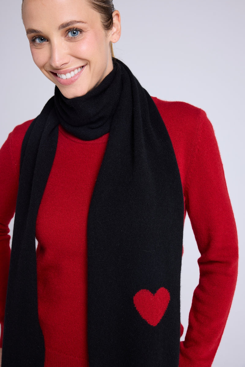 Echarpe Etole Unisexe Cœur - Noir Rouge