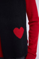 Echarpe Etole Unisexe Cœur - Noir Rouge