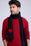 Echarpe Etole Unisexe Cœur - Noir Rouge