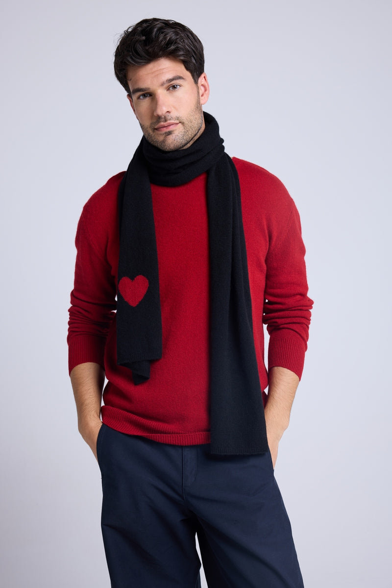 Echarpe Etole Unisexe Cœur - Noir Rouge