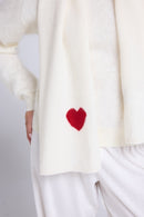 Echarpe Etole Unisexe Cœur - Blanc Rouge