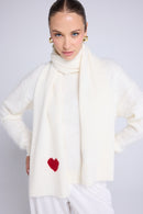 Echarpe Etole Unisexe Cœur - Blanc Rouge