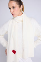 Szalik Etola Unisex Serce z Kaszmiru – Biało-Czerwony – Męski/Damski