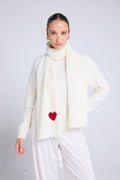 Szalik Etola Unisex Serce z Kaszmiru – Biało-Czerwony – Męski/Damski