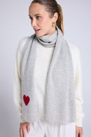 Echarpe Etole Unisexe Cœur En Cachemire - Gris Clair Rouge