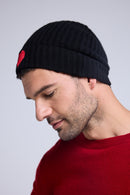Bonnet Unisexe Cœur - Noir Rouge
