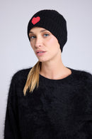 Bonnet Unisexe Cœur - Noir Rouge