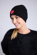 Bonnet Unisexe Cœur - Noir Rouge