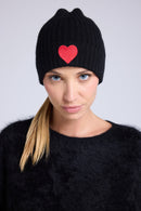Bonnet Unisexe Cœur - Noir Rouge