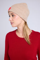 Bonnet Unisexe Cœur - Beige Crème Rouge