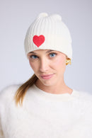 Bonnet Unisexe Cœur - Blanc Rouge
