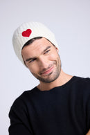 Bonnet Unisexe Cœur - Blanc Rouge