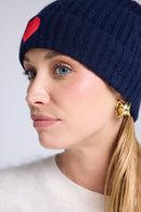 Bonnet Unisexe Cœur - Bleu Marine Rouge