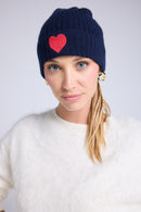 Bonnet Unisexe Cœur - Bleu Marine Rouge