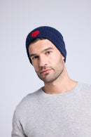 Bonnet Unisexe Cœur - Bleu Marine Rouge