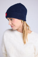 Bonnet Unisexe Cœur - Bleu Marine Rouge