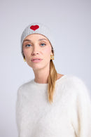 Bonnet Unisexe Cœur - Gris Clair Rouge