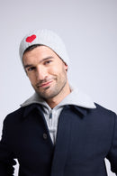 Bonnet Unisexe Cœur - Gris Clair Rouge