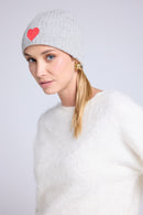 Bonnet Unisexe Cœur - Gris Clair Rouge