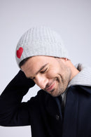 Bonnet Unisexe Cœur - Gris Clair Rouge