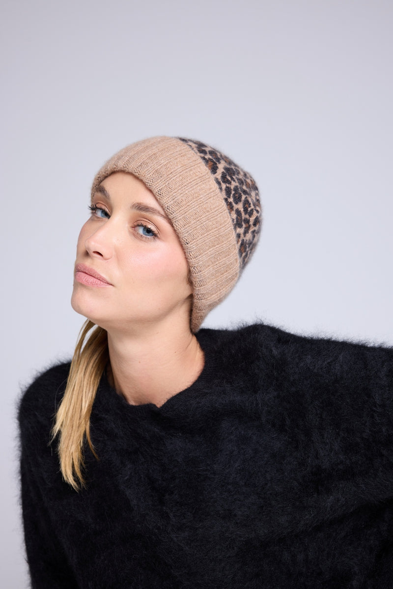 Bonnet Unisexe Leopard - Beige Leopard