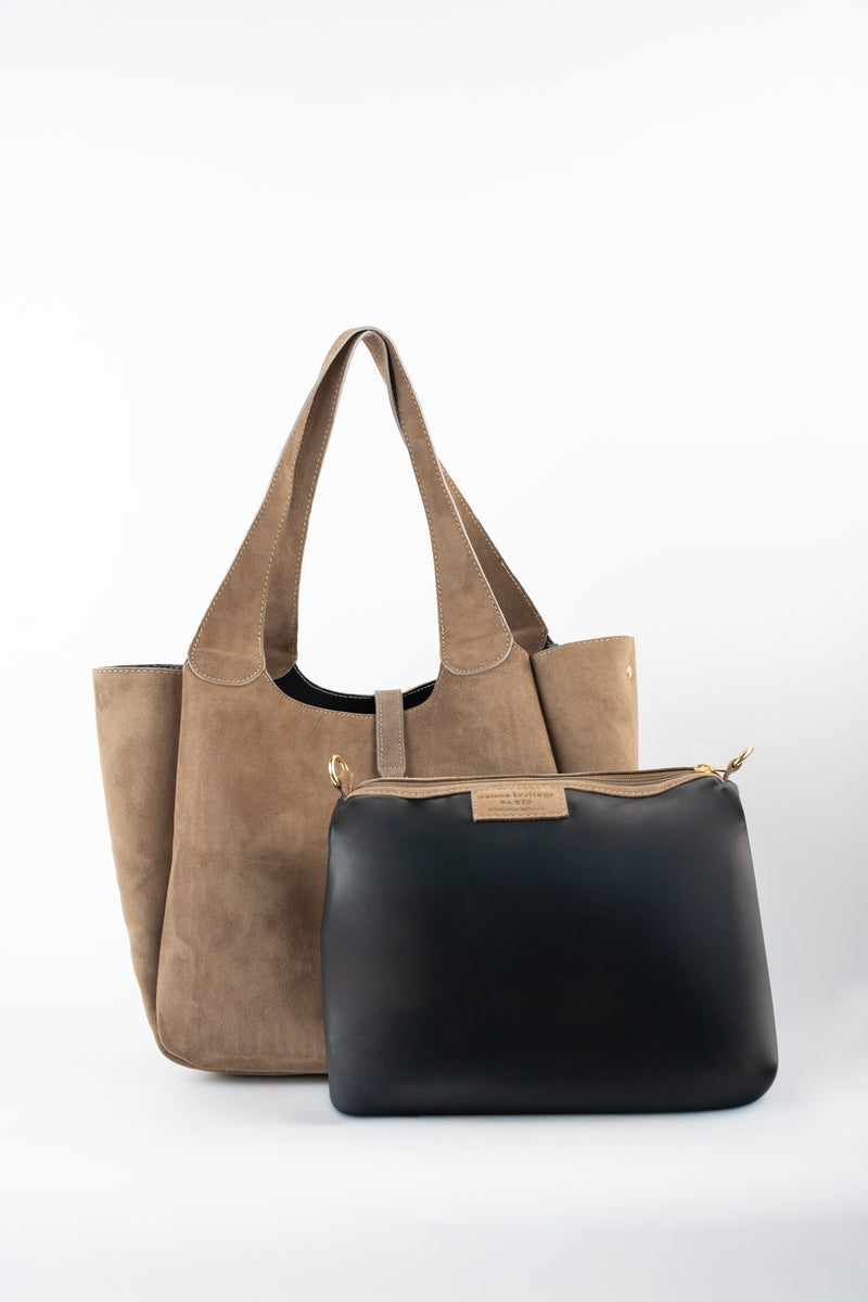 Bolso de hombro Artic de ante - Marrón
