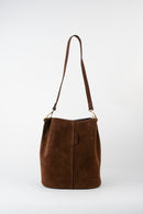 Bolso bombonera Bruna de ante - Marrón