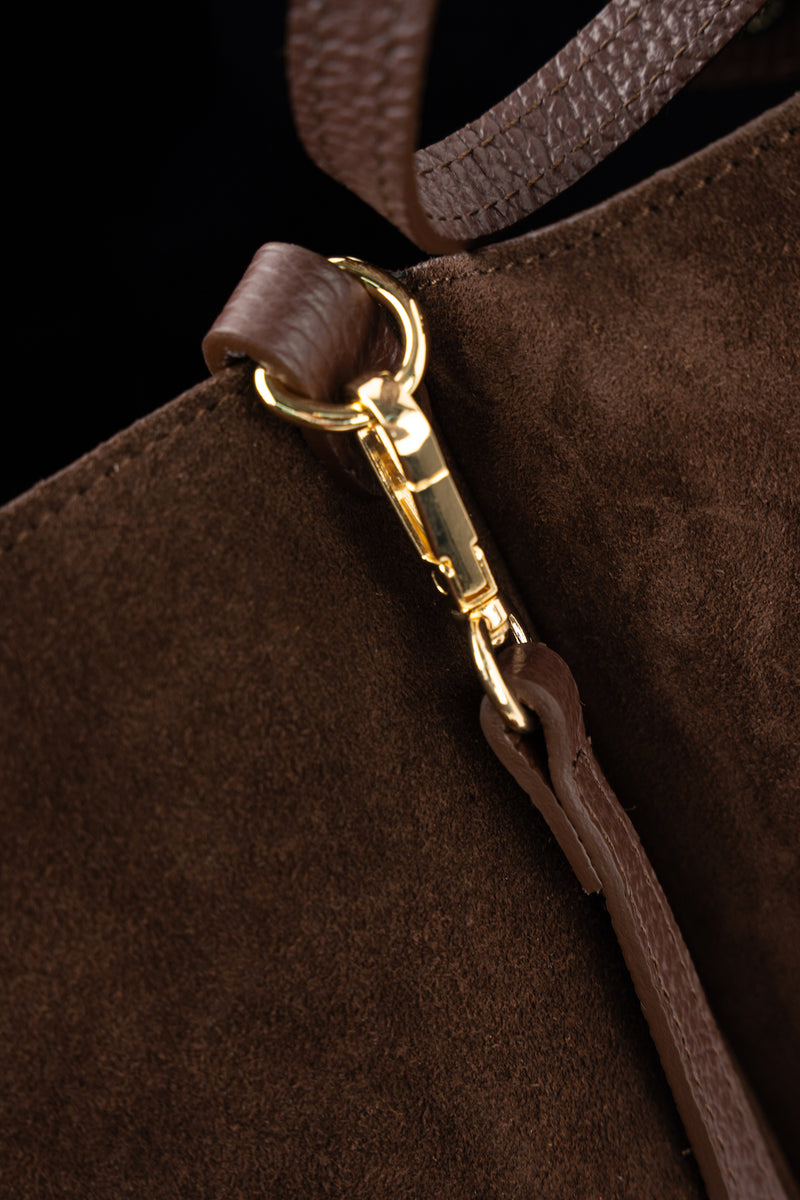 Ceto Suede Shoulder Bag - Brown