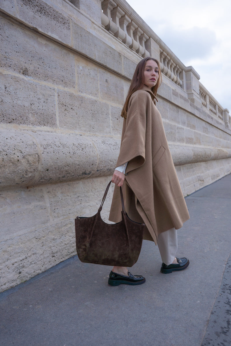 Ceto Suede Shoulder Bag - Brown