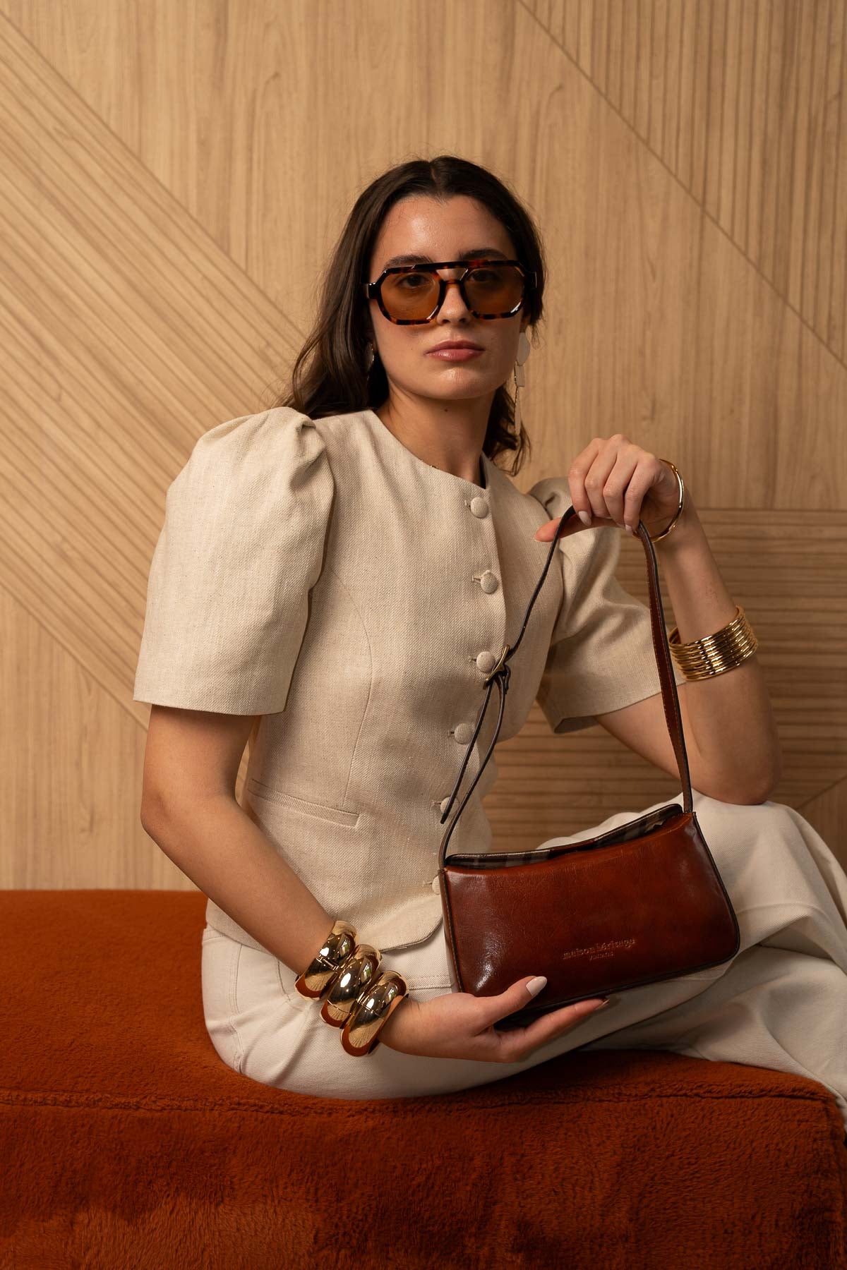 Cleo Vintage Shoulder Bag - Brown