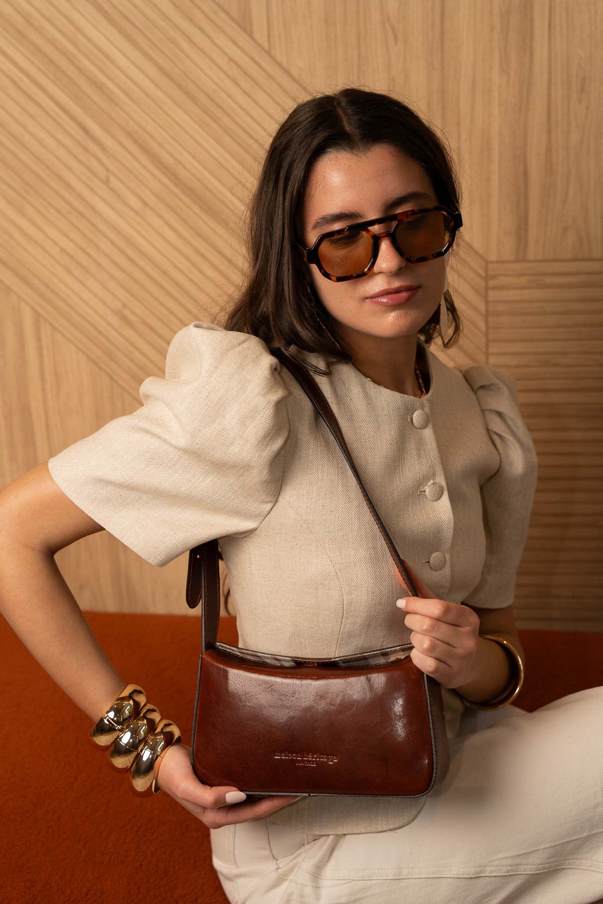 Cleo Vintage Shoulder Bag - Brown