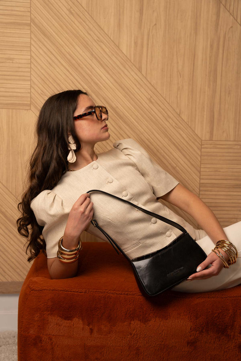 Sac Porté-Épaule Cleo Vintage - Noir