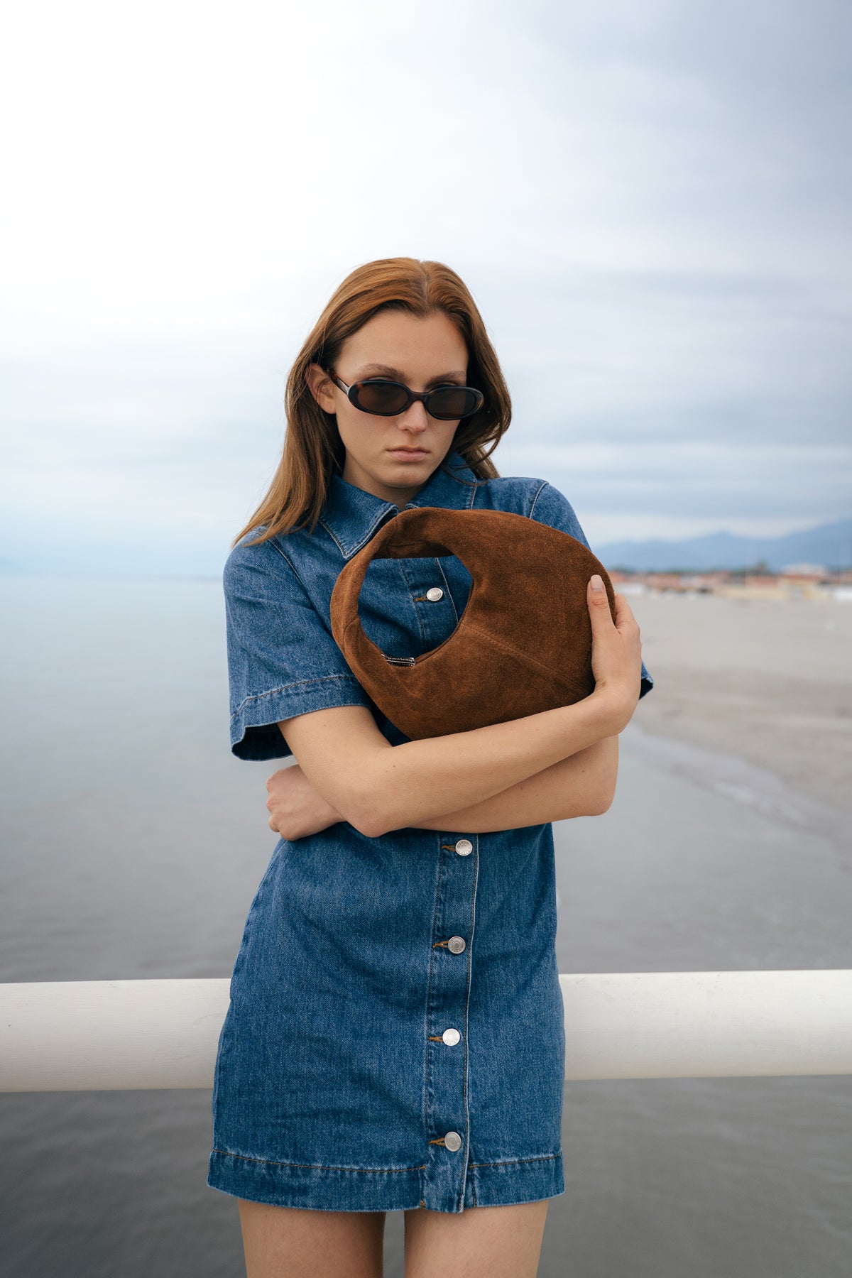 Borsa a mano Dulce in camoscio - Cammello