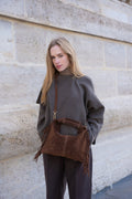 Sac Porté-Épaule Eira Fringes - Marron