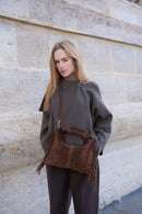 Bolso de hombro Eira con flecos - Marrón