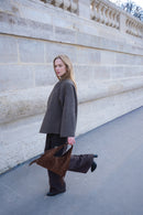 Bolso de hombro Eira con flecos - Marrón