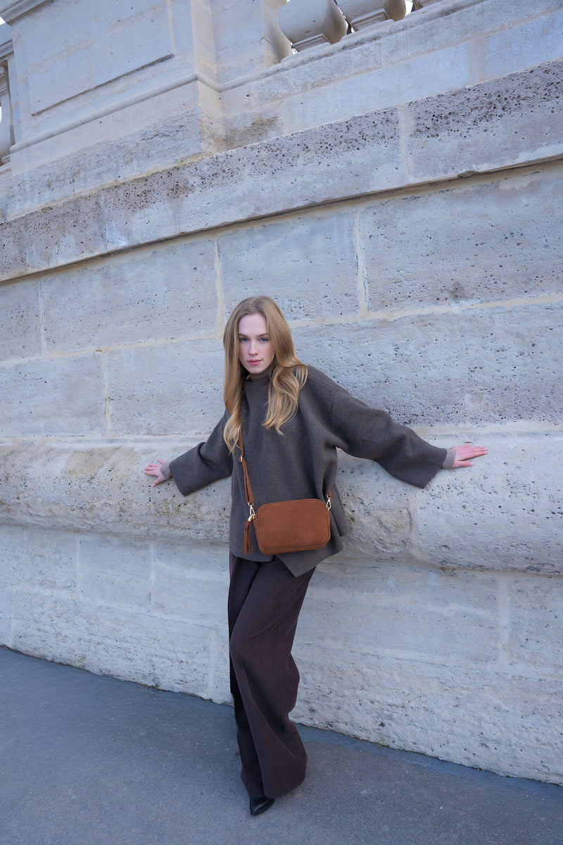 Sac Bandouliere Gaby Suede - Marron