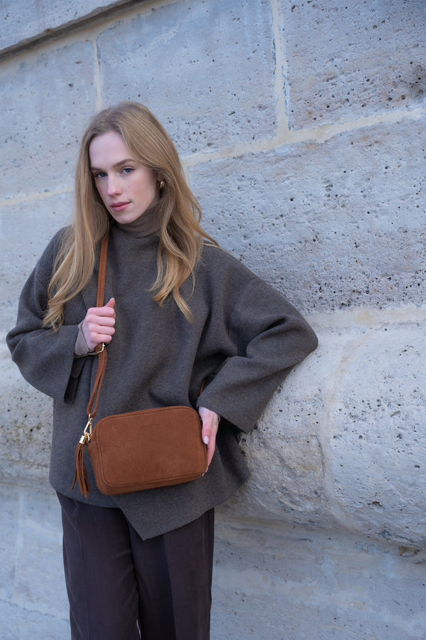 Bolso de hombro Gaby de ante - Marrón