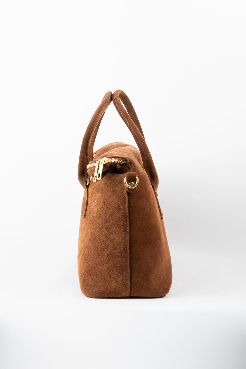 Karen Suede Bowling Bag - Brown